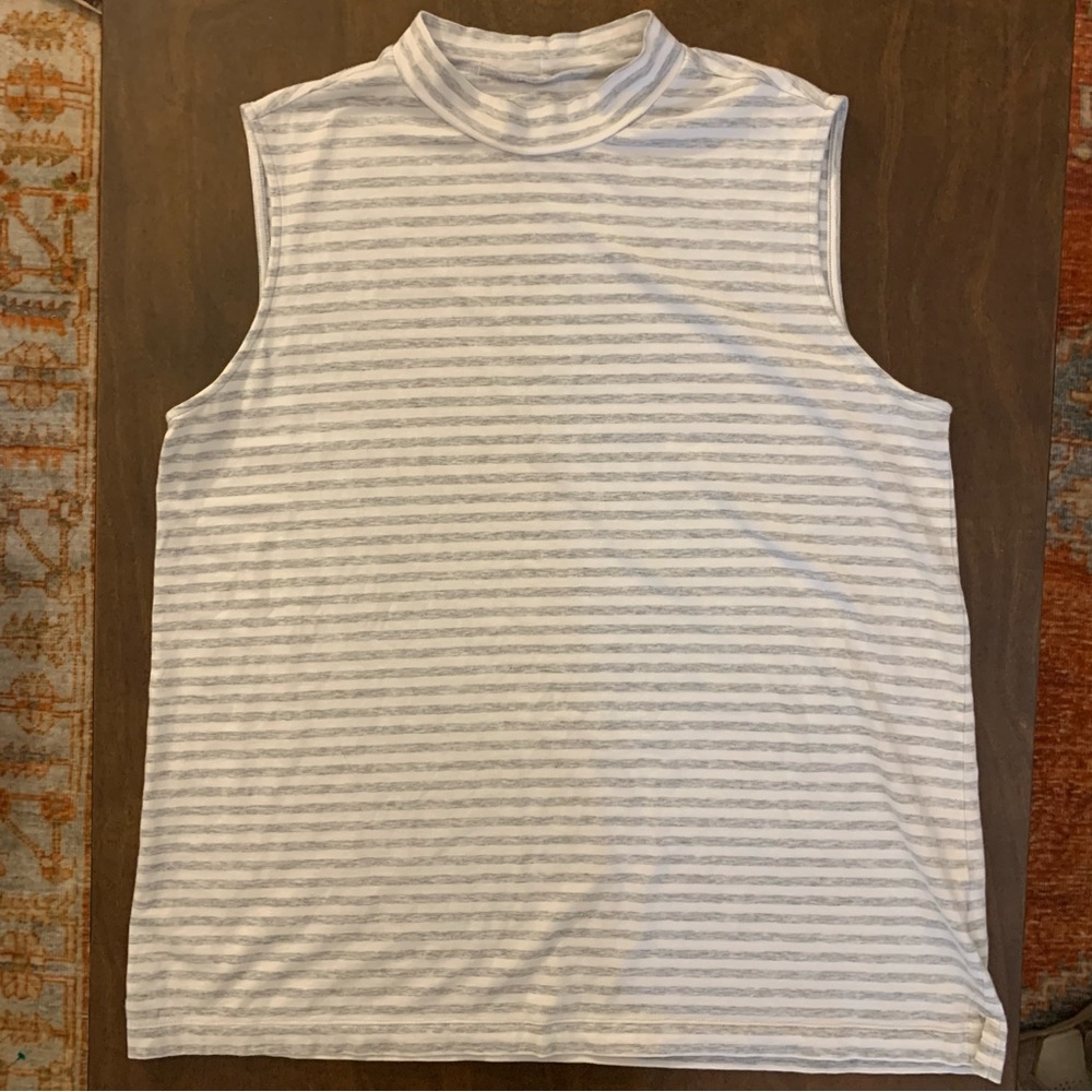 Women’s Lands End Tank Top Gray And White Striped Size Large